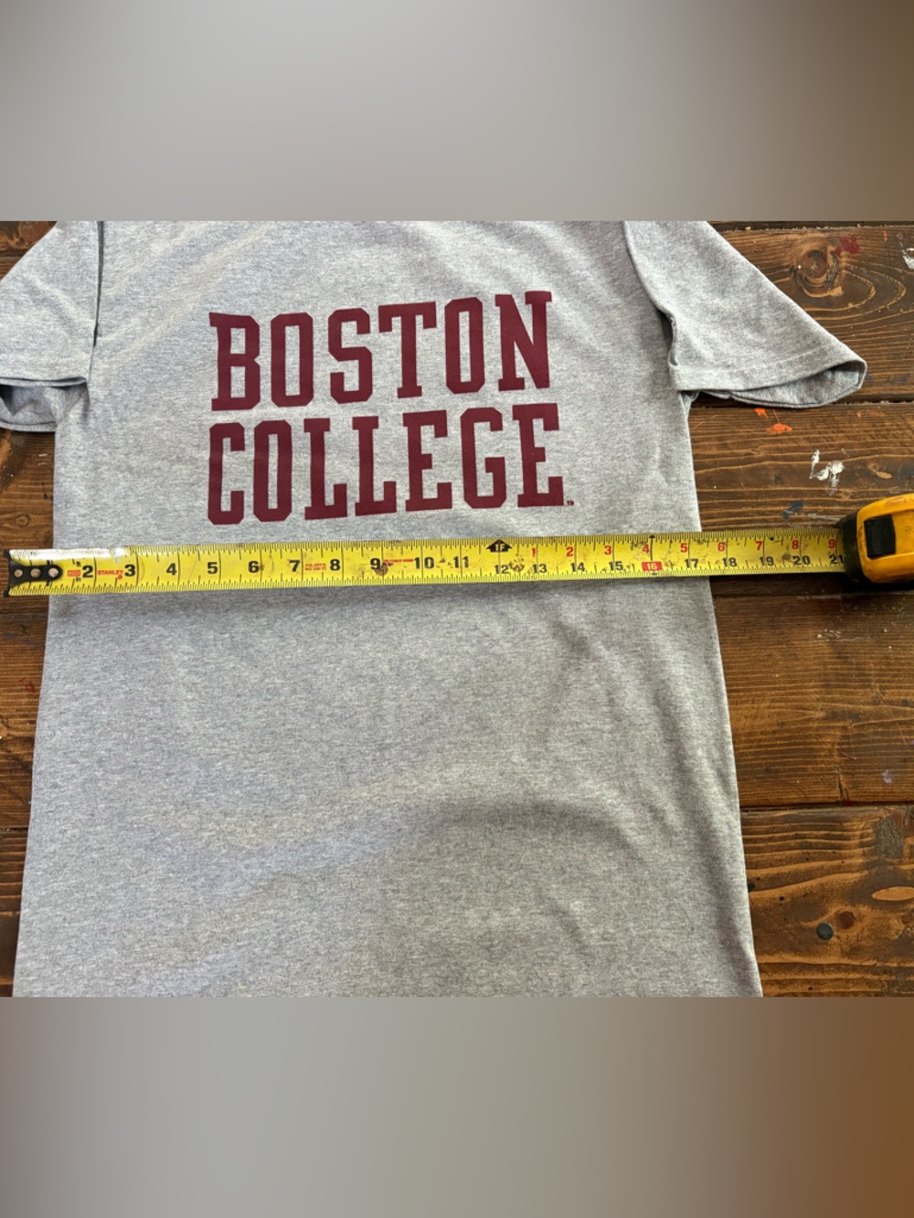 Champion Gray Short-Sleeve Tee with Maroon Boston College Print SMALL - Picture 6 of 7